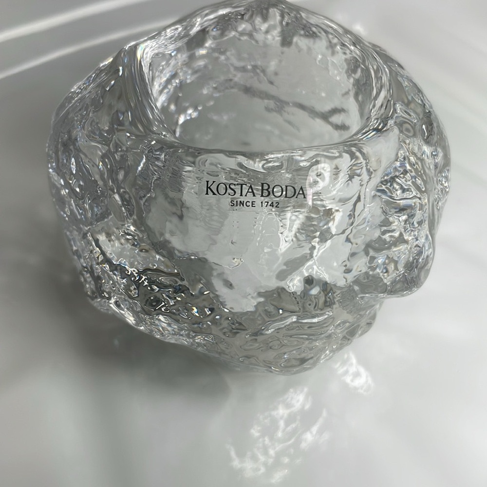 Vintage Kosta Boda Snowball Crystal Votive Candle Holder – With Label – No Chips